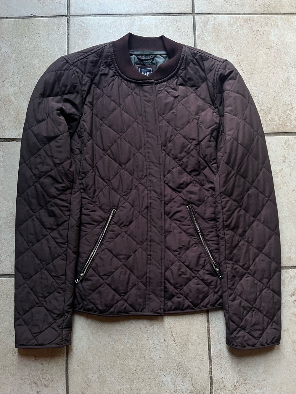 GAP Quilted Bomber Jacket - Burgundy